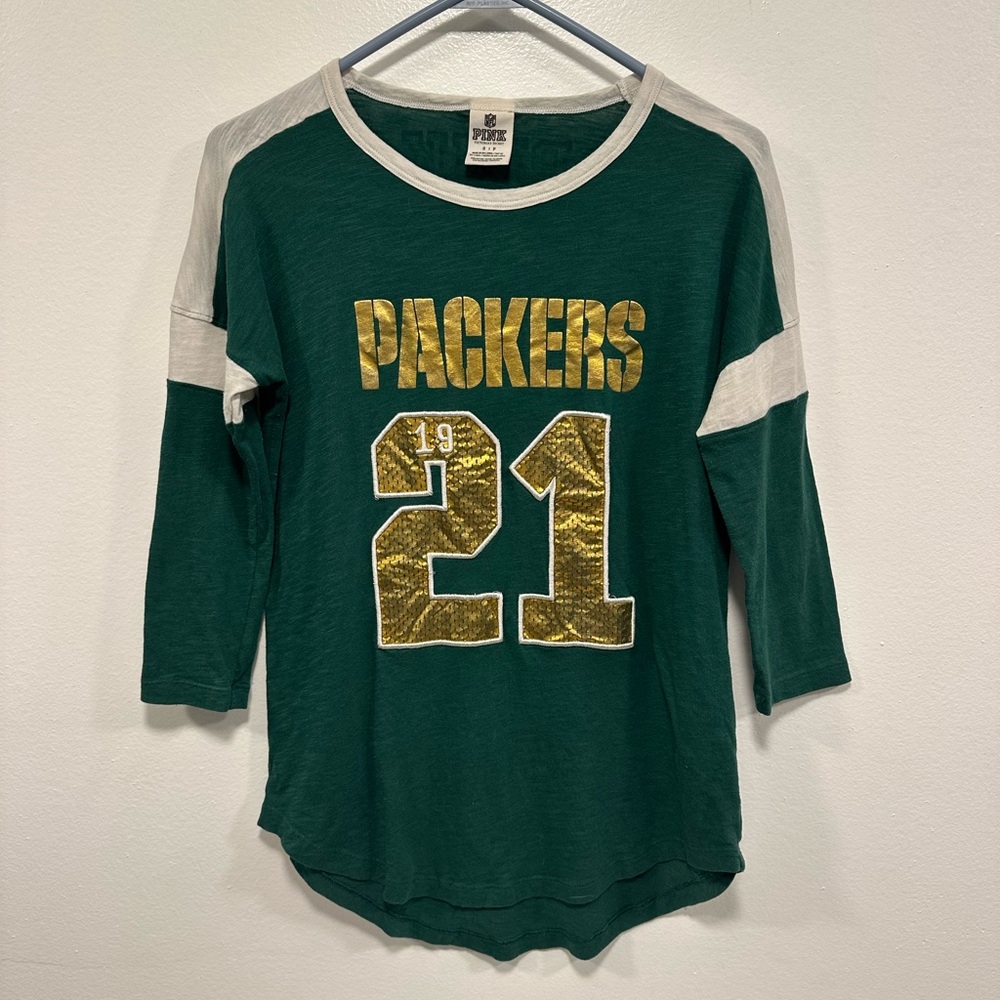 PINK Victoria's Secret Green Bay Packers NFL jersey Tee size small!